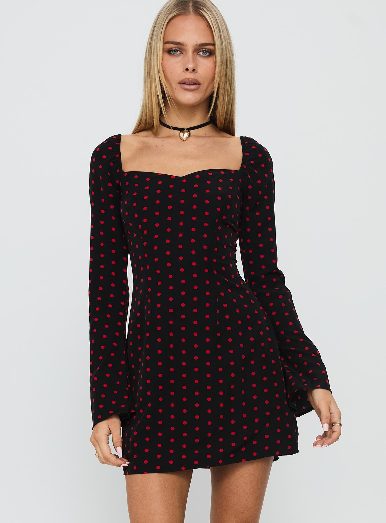 Addisen Long Sleeve Mini Dress Polka Dot - Image 2