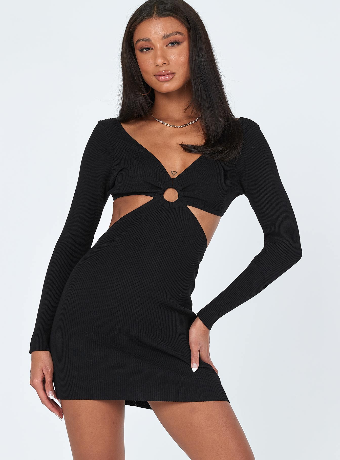 Lucia Cut Out Mini Dress Black - Image 2