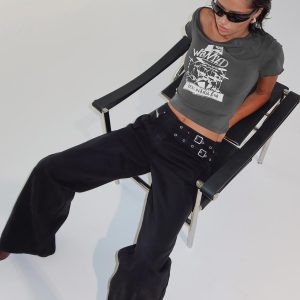 Paltrow Mid Rise Wide Leg Cargo Jeans Black