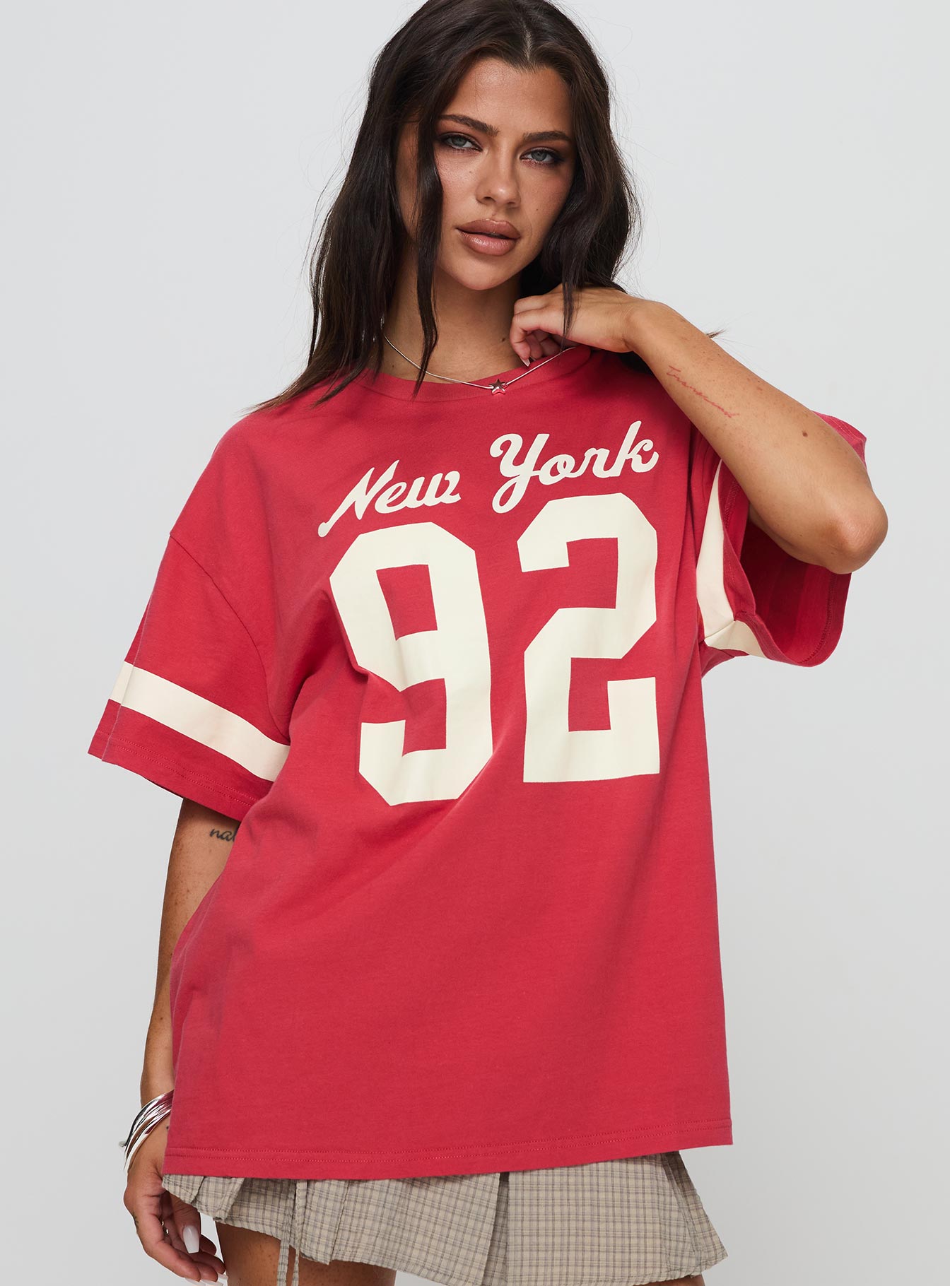 New York 95 Oversized Tee Red - Image 2
