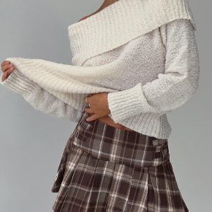 Parkley Boucle Off The Shoulder Sweater Cream