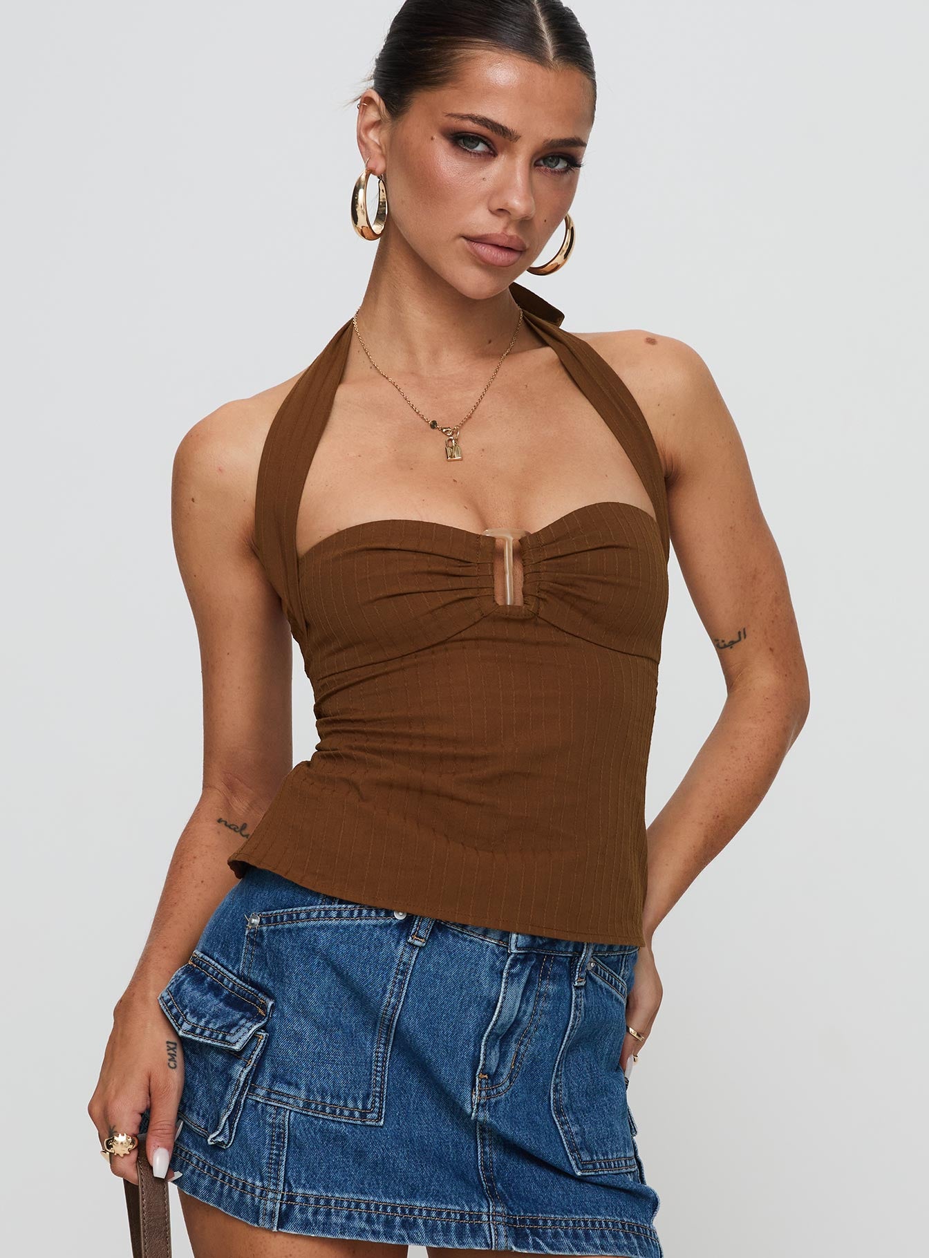 Isabetta Halter Top Chocolate - Image 2