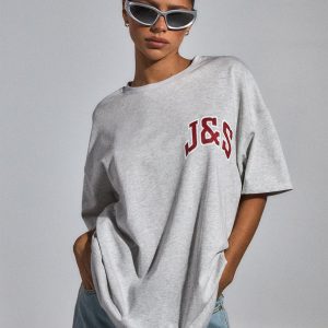 JGR & STN Major League Oversized Tee Snow Grey Marle
