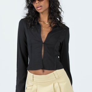 Damson Long Sleeve Top Black
