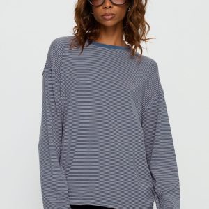 Avriana Long Sleeve Top Blue Stripe