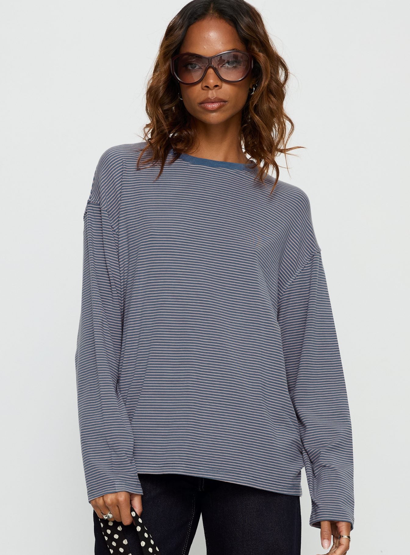 Avriana Long Sleeve Top Blue Stripe