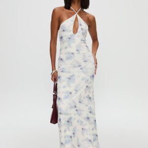 Walk On Water Halter Maxi Dress White