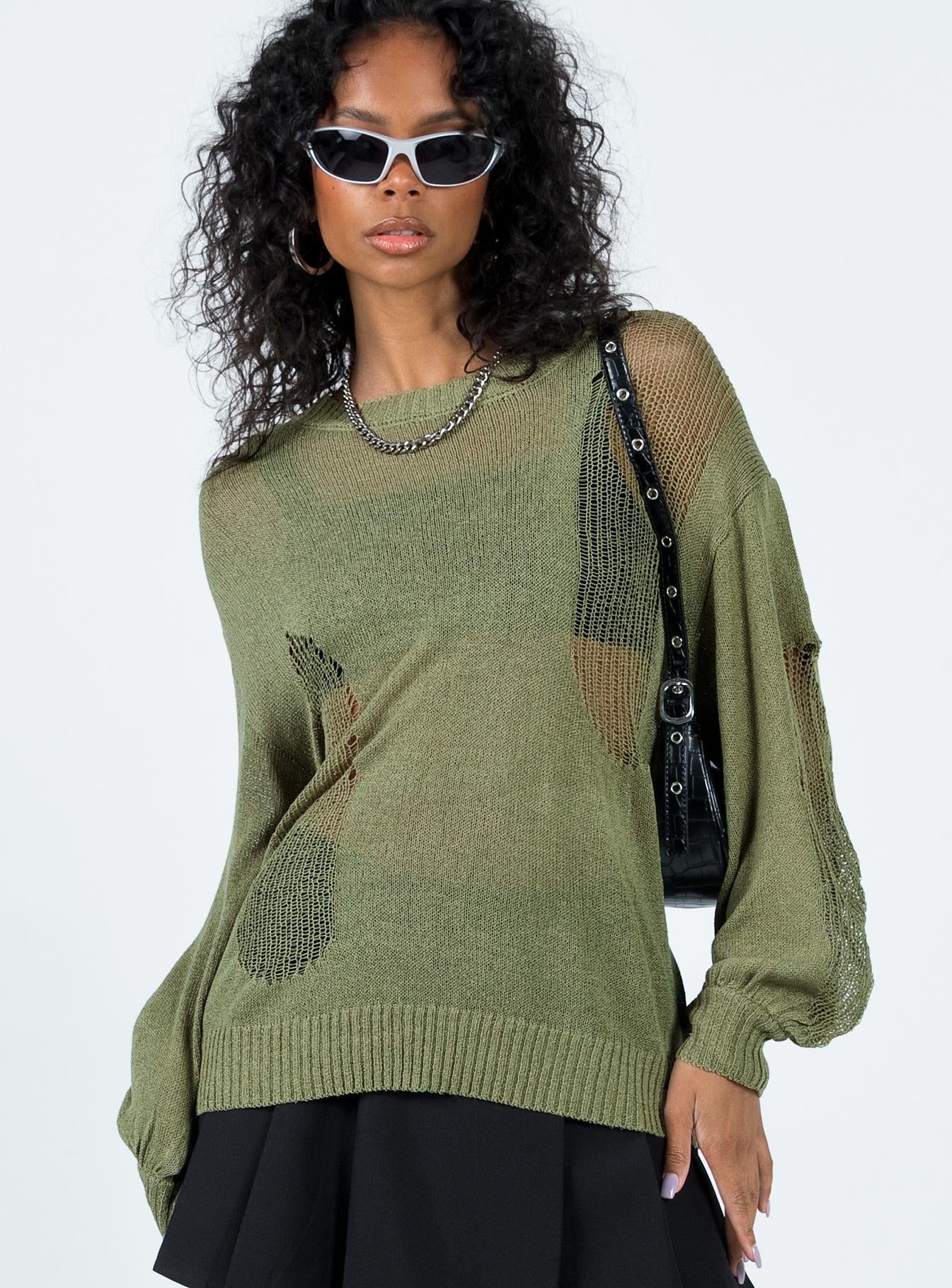 Wendy Oversized Knit Sweater Baby Khaki - Image 2