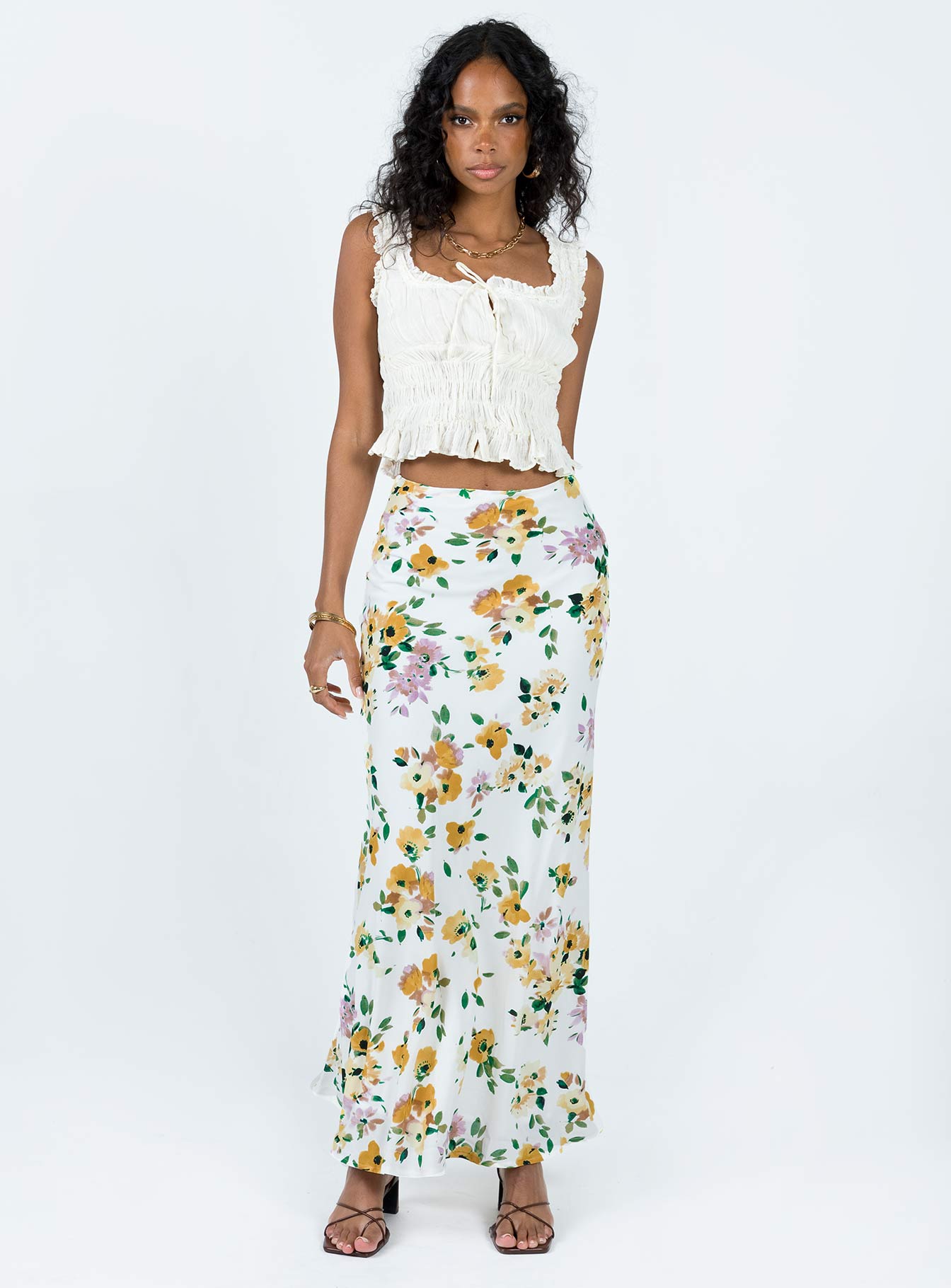 Thyme Maxi Skirt White Floral - Image 2