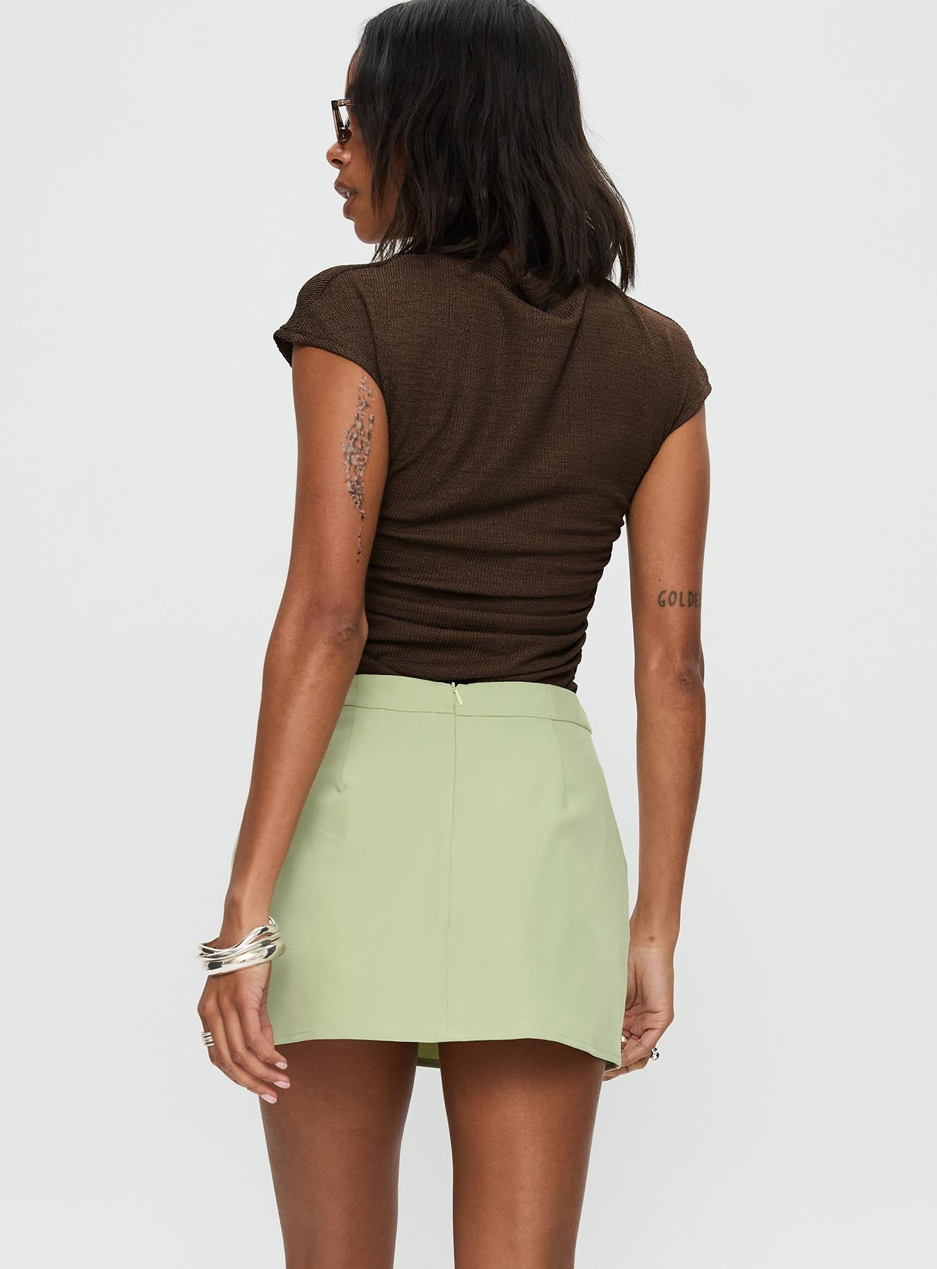 Hosier Twill Mini Skirt Green - Image 4