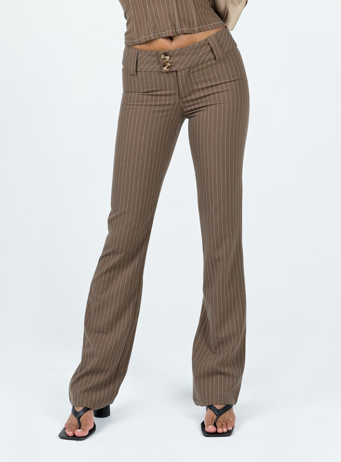 Motel Navida Trouser Pinstripe Brown - Image 2