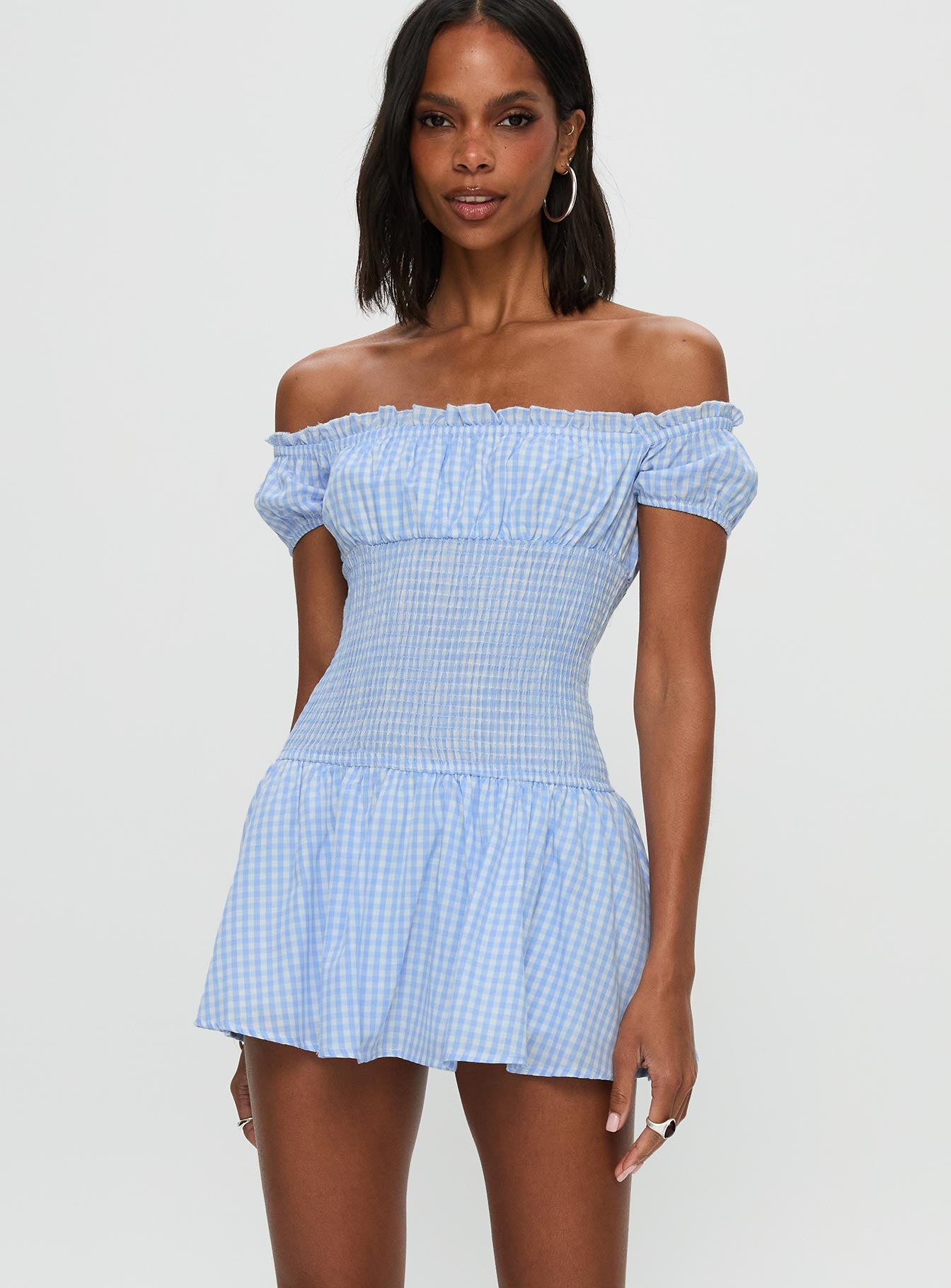 Count My Blessings Playsuit Blue Check - Image 2