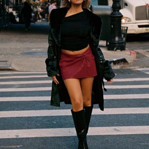 Brooklyn Faux Leather Long Coat Black