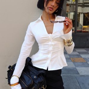 Elowenn Long Sleeve Top White