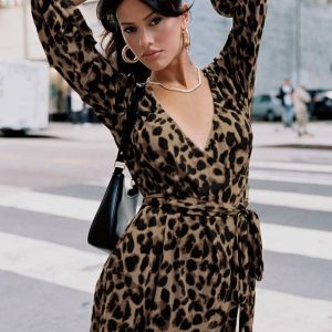 Raquela Wrap Mini Dress Leopard