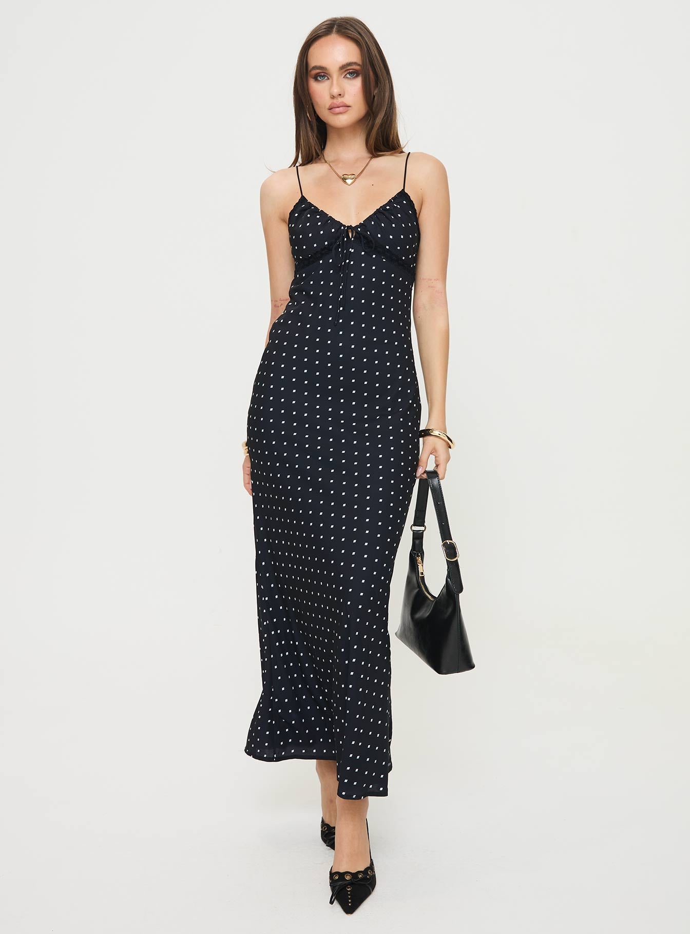 Emily Maxi Dress Black Polka Dot - Image 2