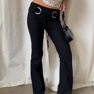 Twinflame Low Rise Hardware Pants Black