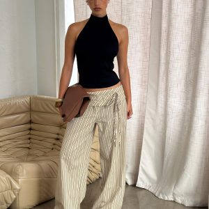 Seneca Wrap Pant Beige Stripe