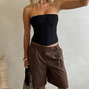 Oscuro Longline Mesh Corset Top Black