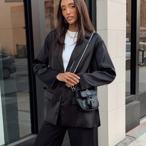 Toddy Satin Blazer Black