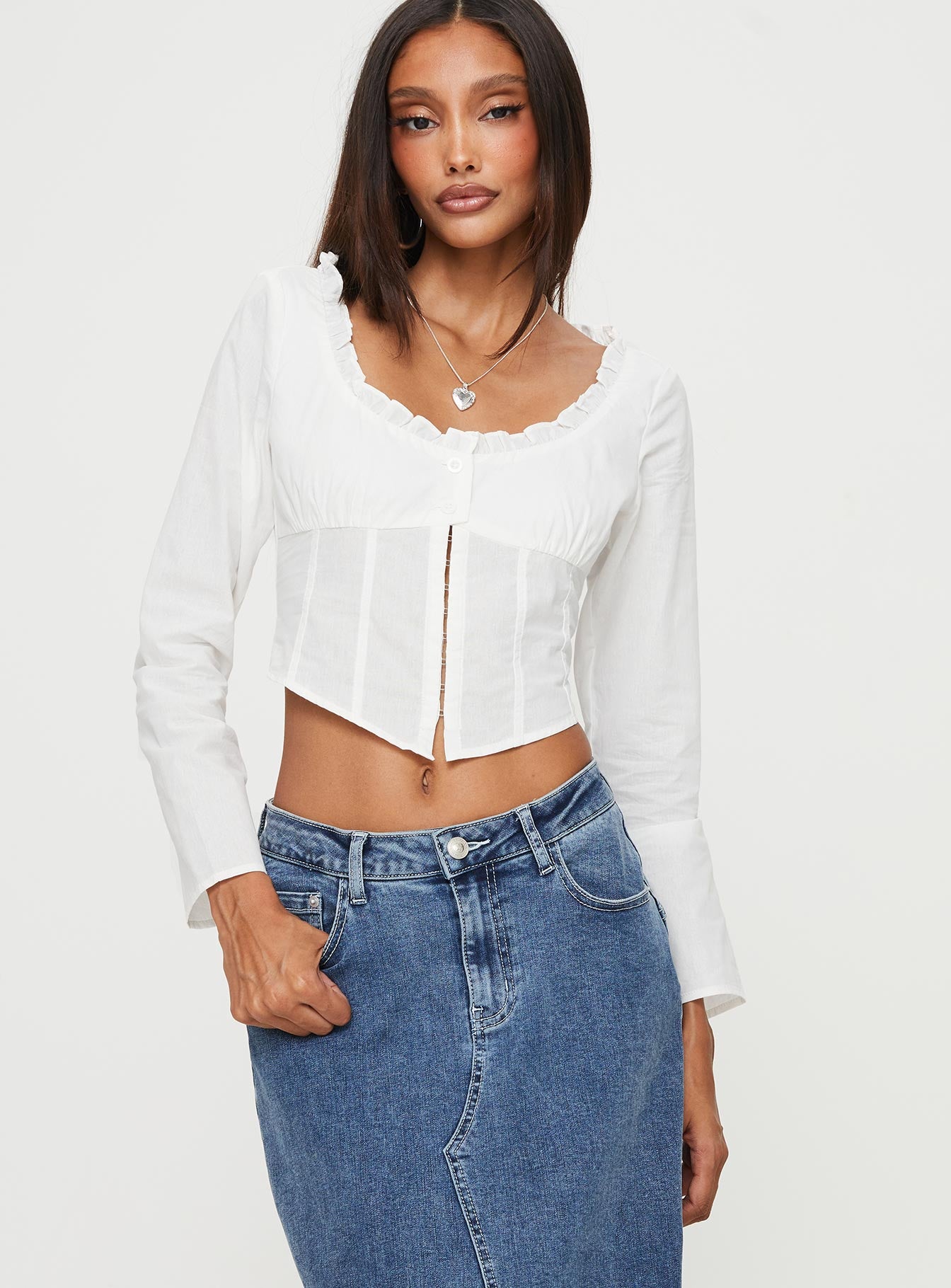 Lydian Long Sleeve Top White - Image 2