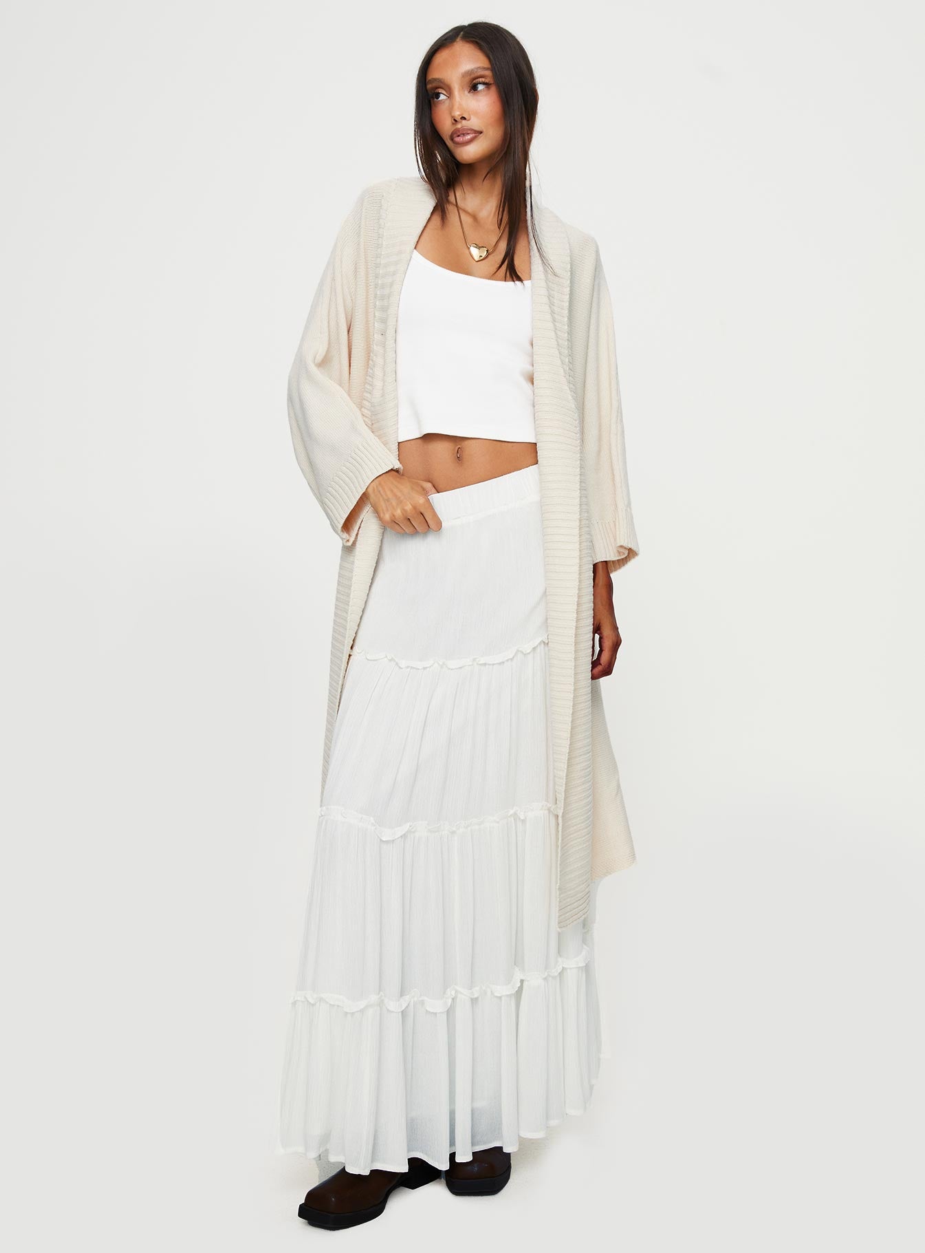 Joyous Longline Cardigan Cream - Image 2
