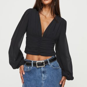 Whitu Long Sleeve Top Black