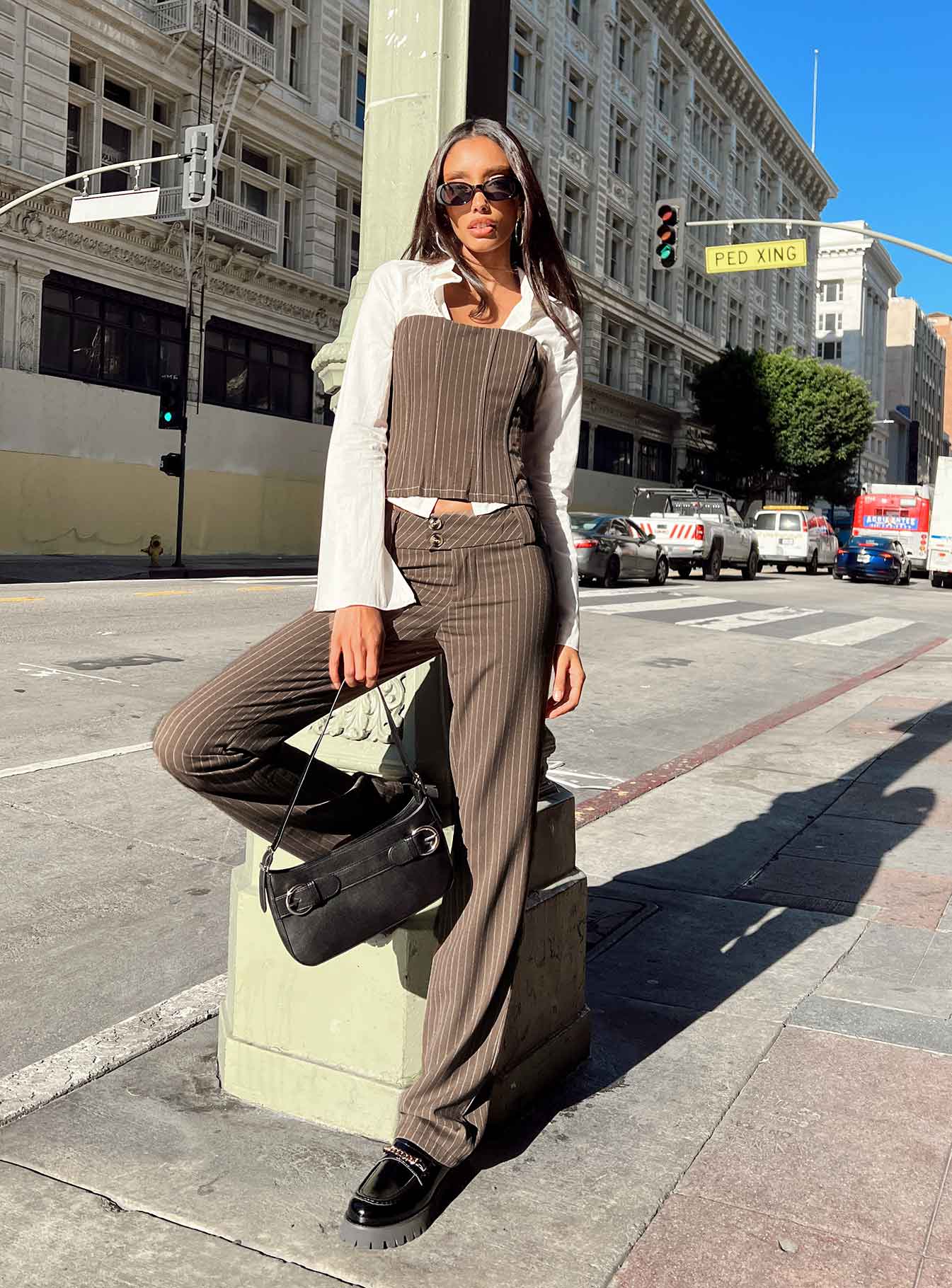 Motel Navida Trouser Pinstripe Brown - Image 7