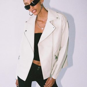 Auburn Faux Leather Jacket Cream