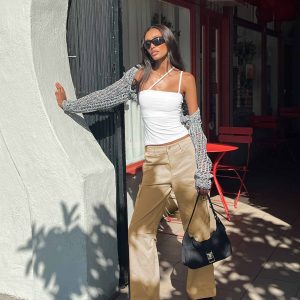 Fallout Mid Rise Cargo Pants Beige