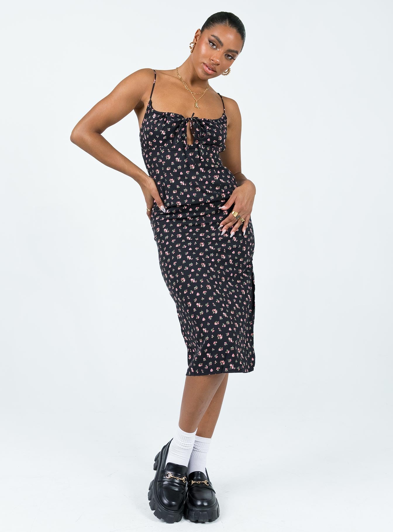 Noda Midi Dress Black / Floral - Image 2