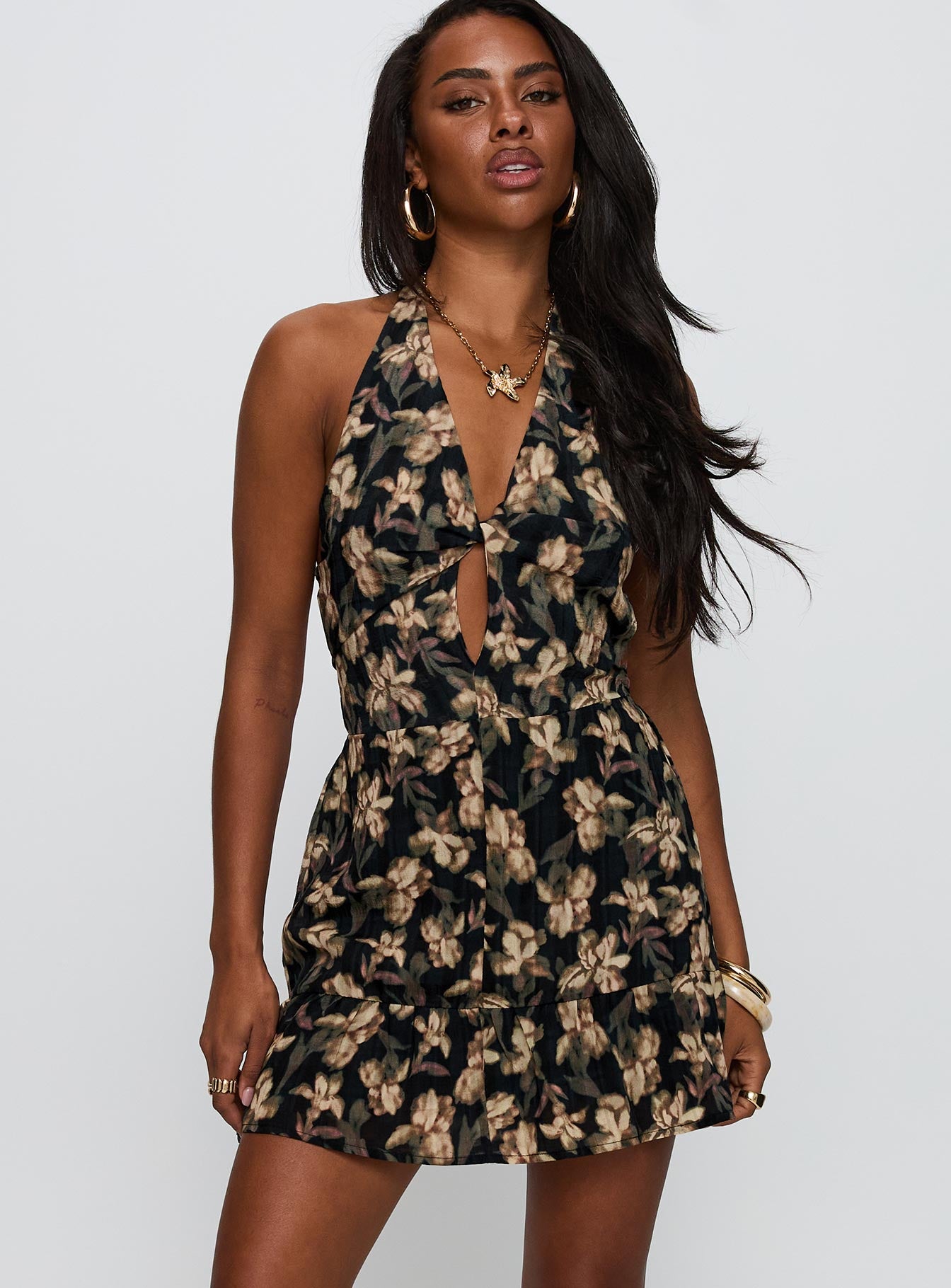 Ivorie Halter Mini Dress Multi - Image 2