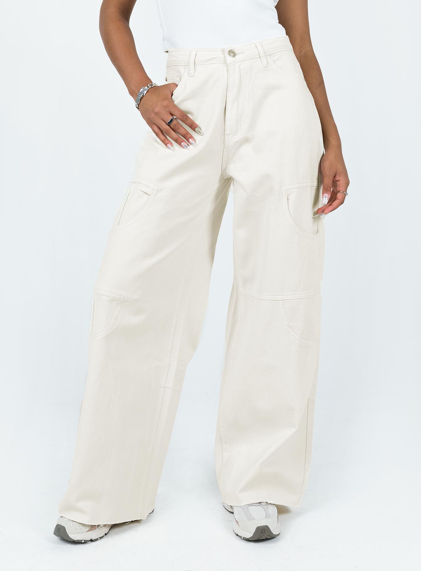 Meyer Wide Leg Jeans Beige - Image 2