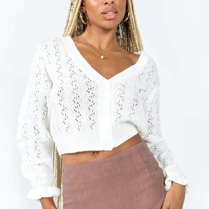 Lyric Cropped Cardigan White