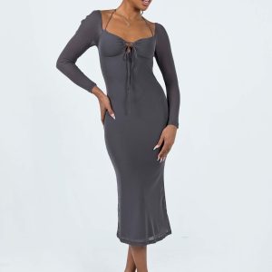 Fowlers Long Sleeve Midi Dress Slate