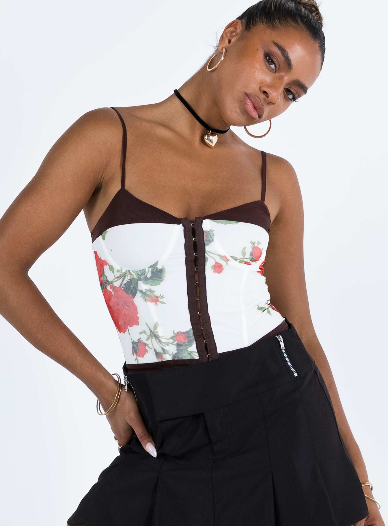Colton Corset Top White Floral - Image 2