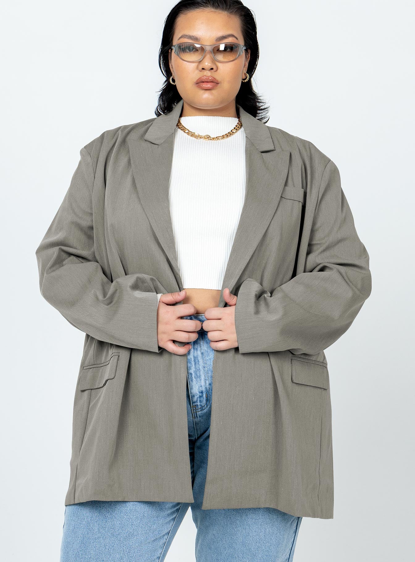 Codi Oversized Blazer Grey Curve - Image 2