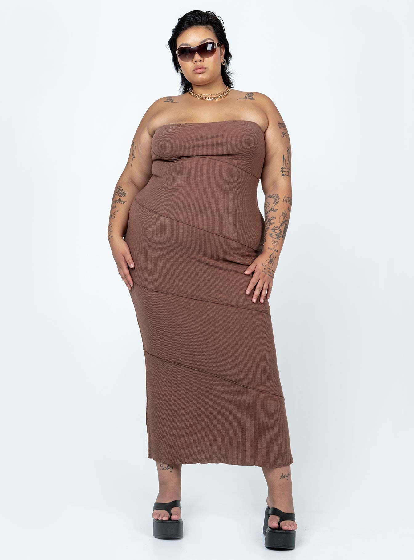 Oscar Midi Dress Brown Curve - Image 2