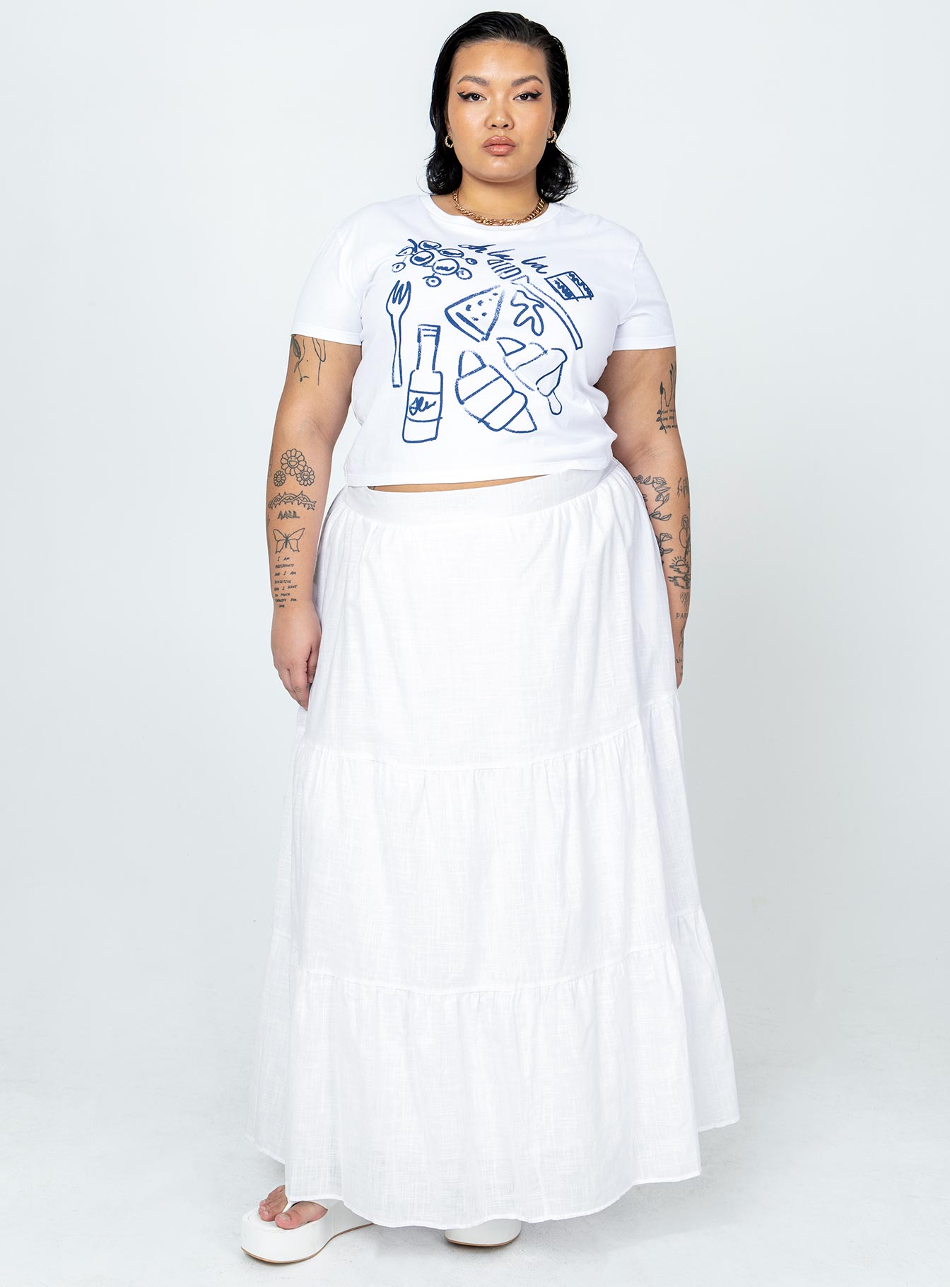 Korban Maxi Skirt White Curve - Image 2