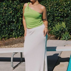 Santorini Knit Maxi Skirt White Curve