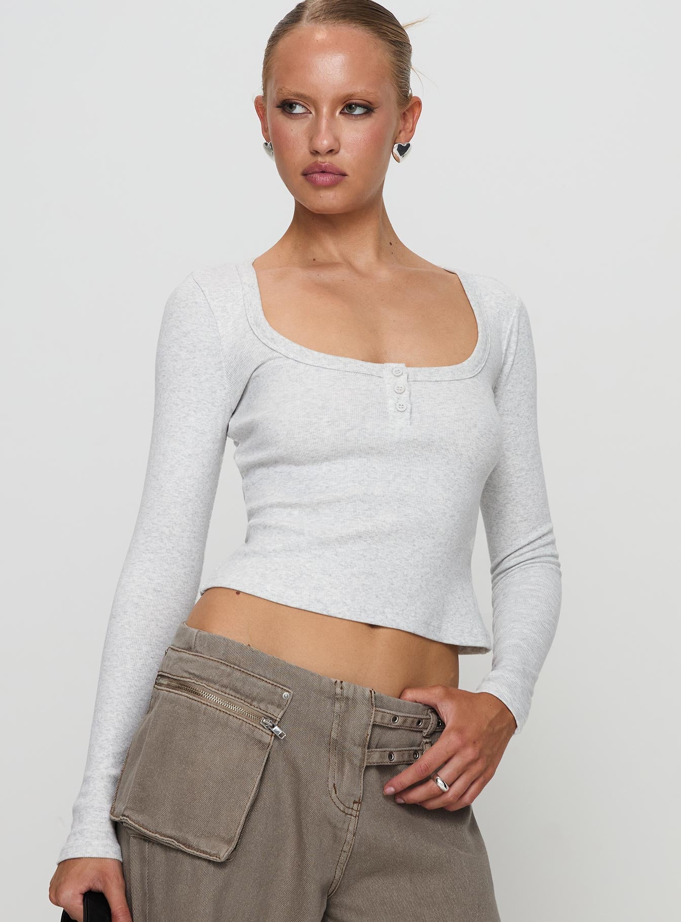 Daphine Long Sleeve Top Grey - Image 2