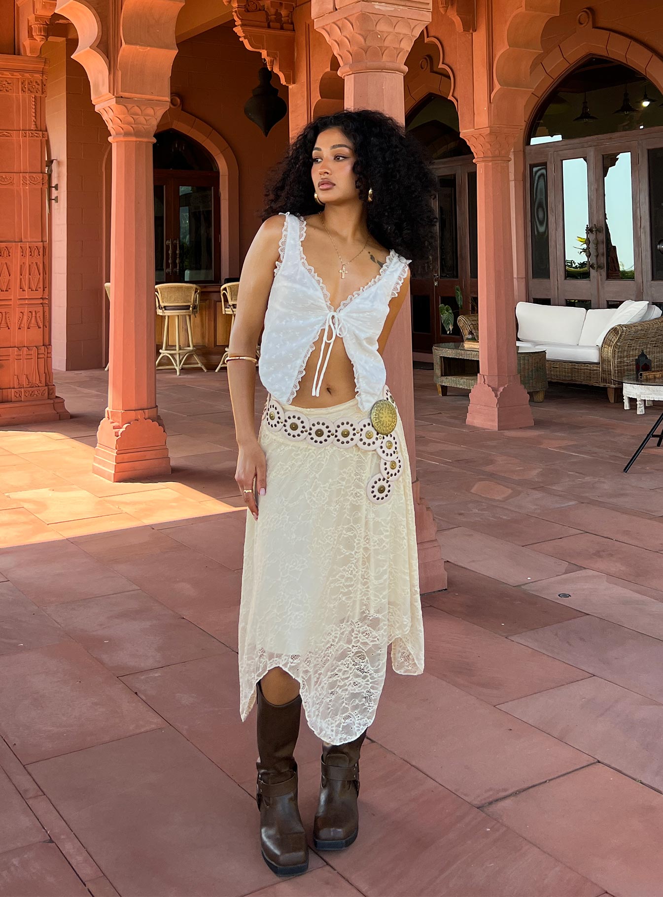 Enslee Midi Skirt Cream - Image 10