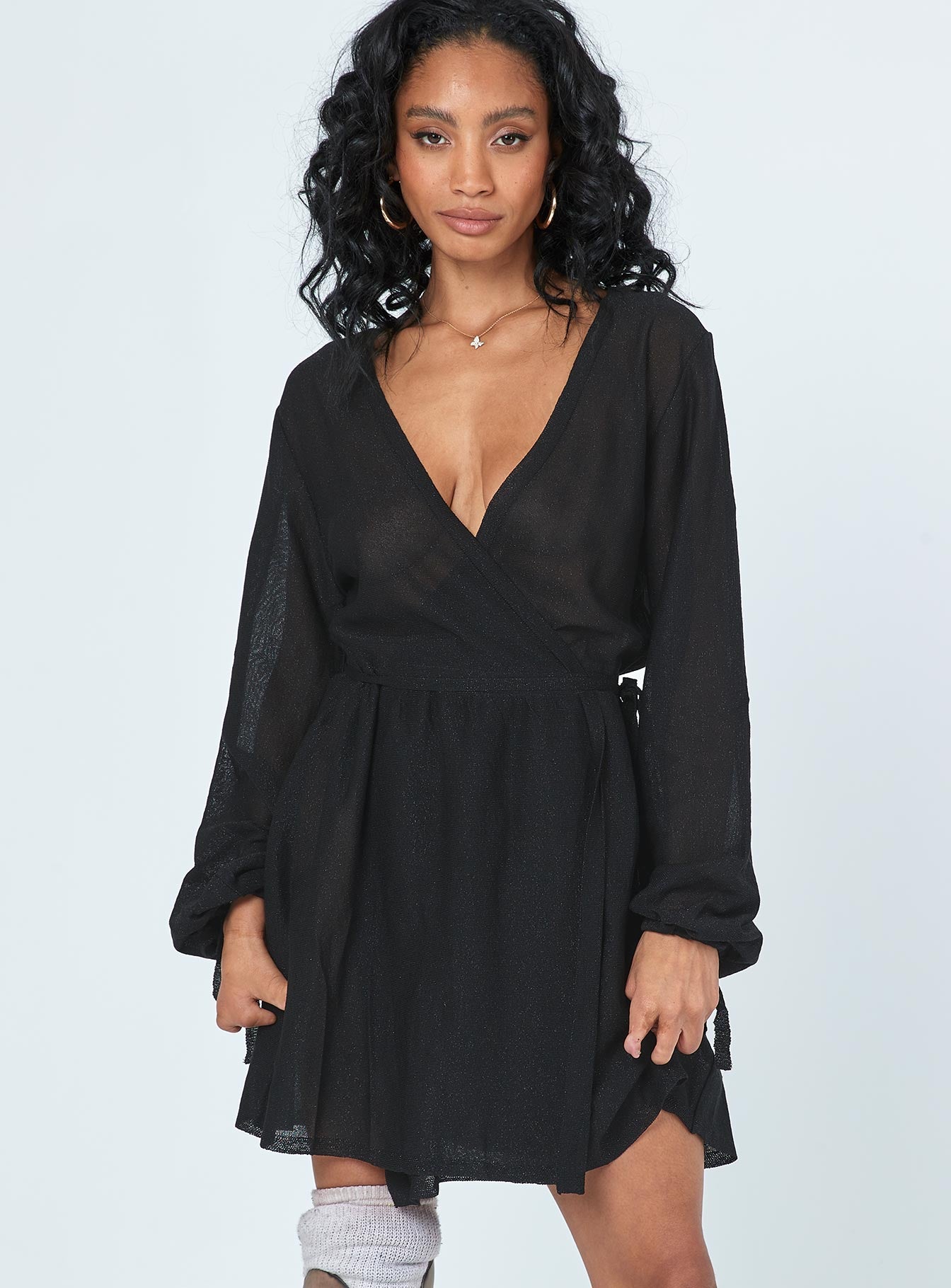 Chiara Long Sleeve Mini Dress Black