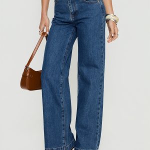 Goldie High Rise Wide Leg Jeans Mid Blue Wash