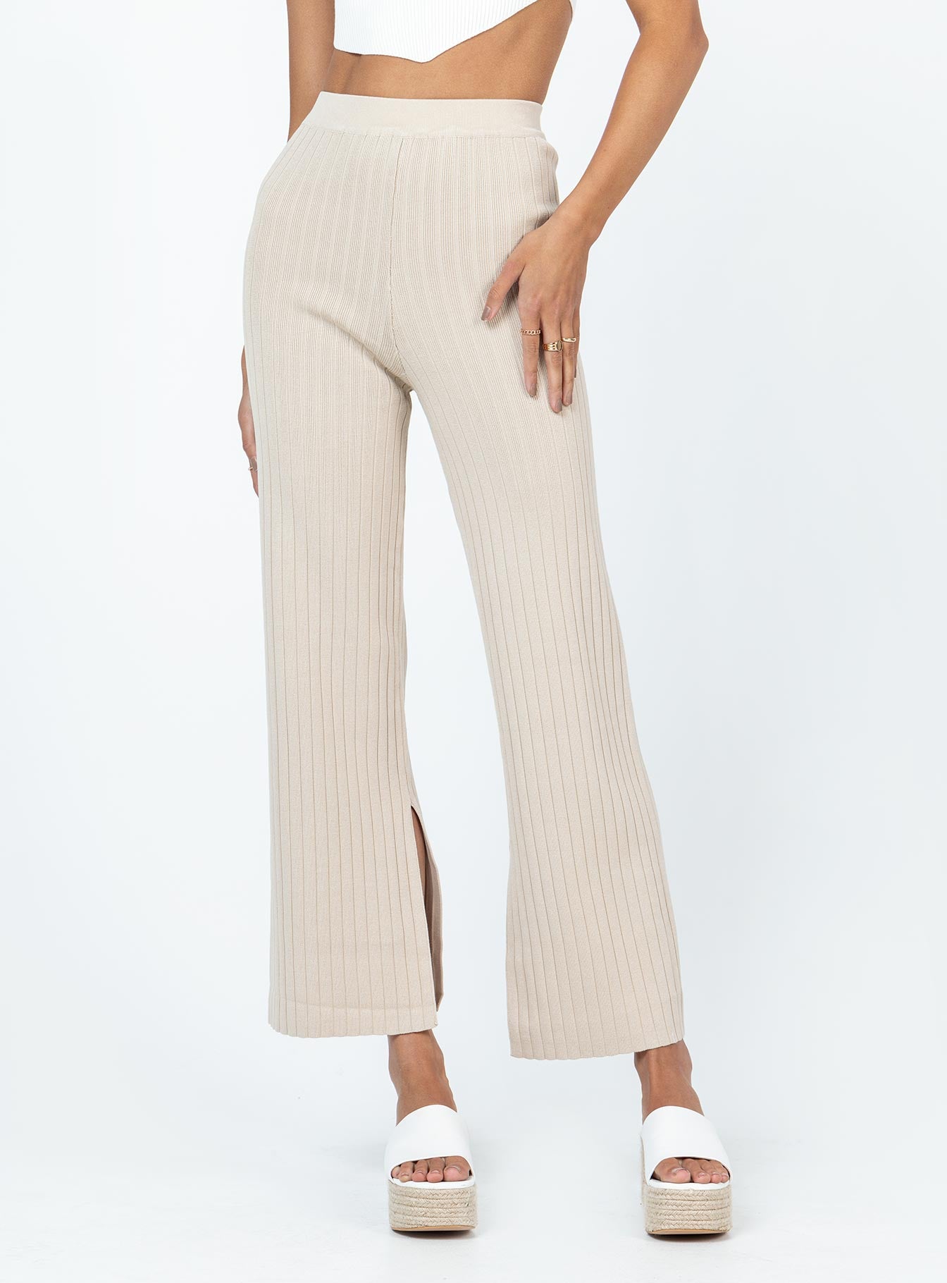 Allen Ribbed Pants Cream - Image 2