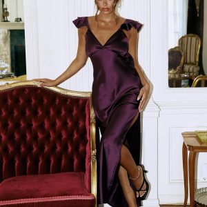Faithful Frill Maxi Dress Plum