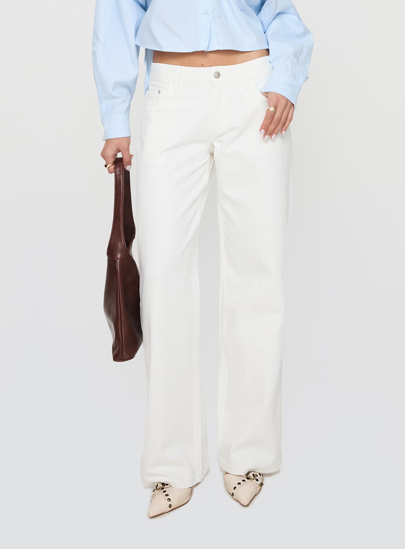 Ellanor Low Rise Straight Leg Jeans White - Image 2