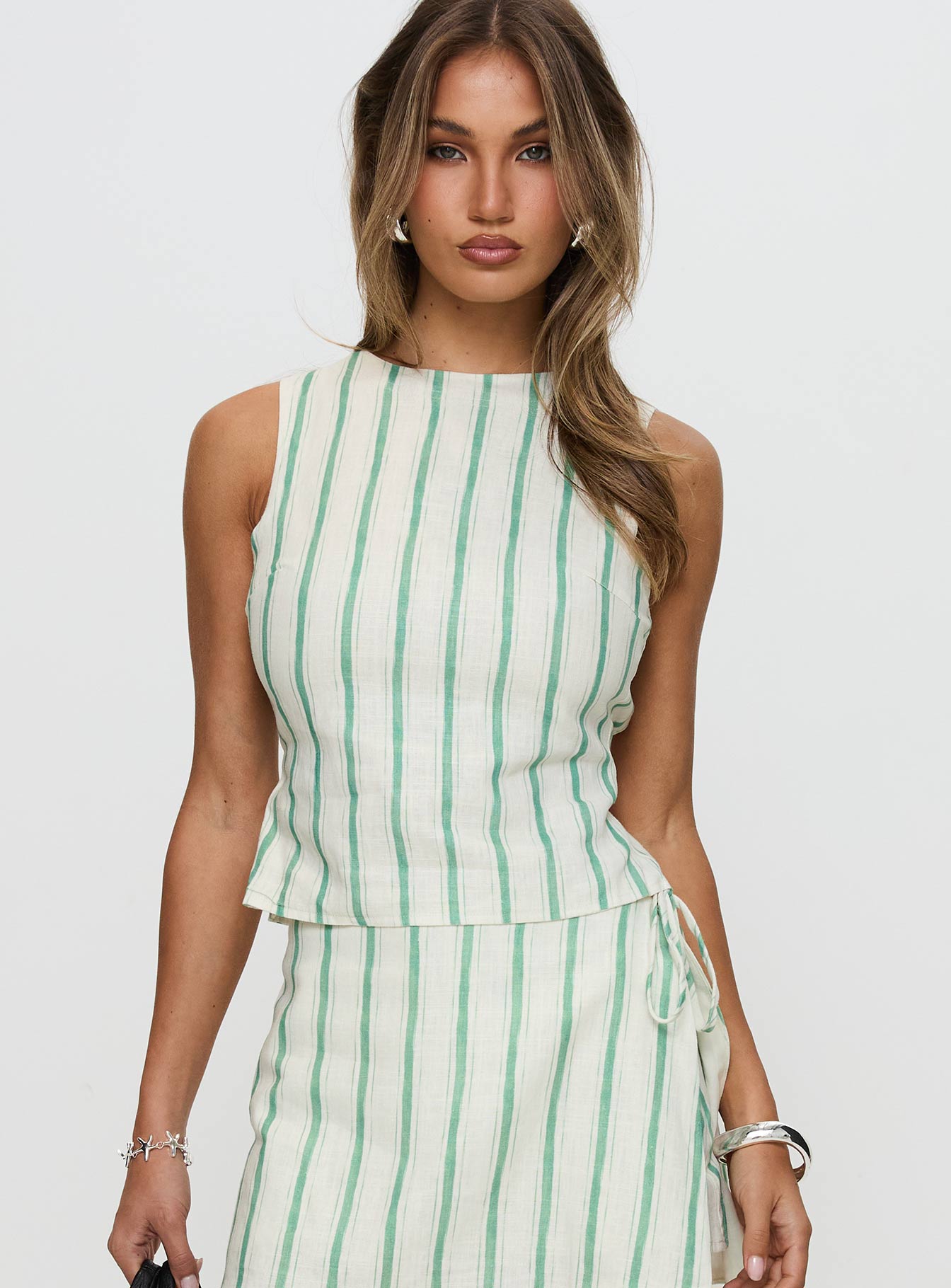 Penelopie Backless Top Green Stripe - Image 2