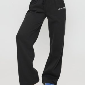 Princess Polly Wide Leg Track Pant Bubble Script Charcoal