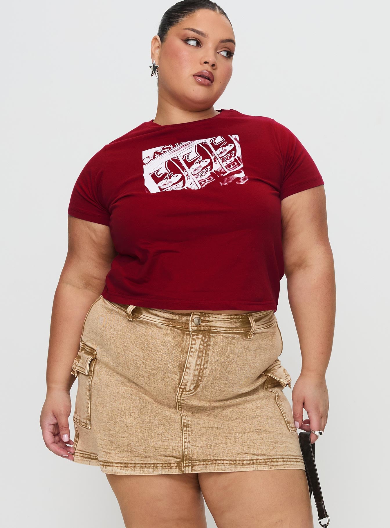 Velveta Low Rise Denim Skirt Camel Curve - Image 2